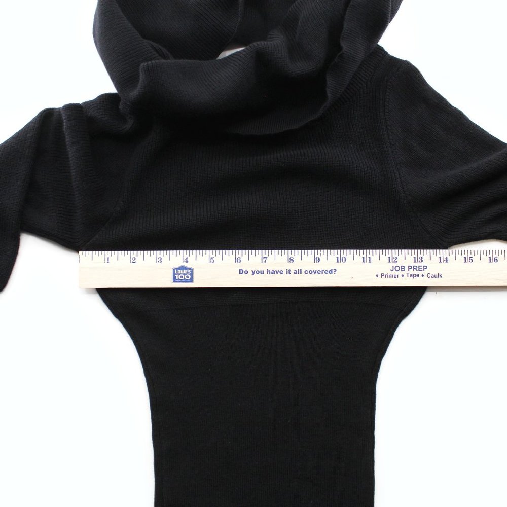 Black Off The Shoulder Sweater Ribbed Knit Adjustable Open Back Long Sleeve SZ S - Picture 14 of 15